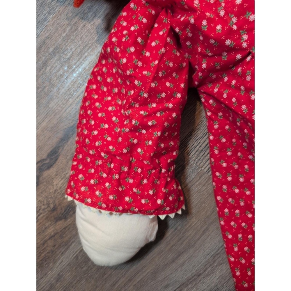 Vintage Raggedy Ann Handmade Rag Doll Red Floral Dress Yarn Hair 36 Inch - Picture 5 of 16